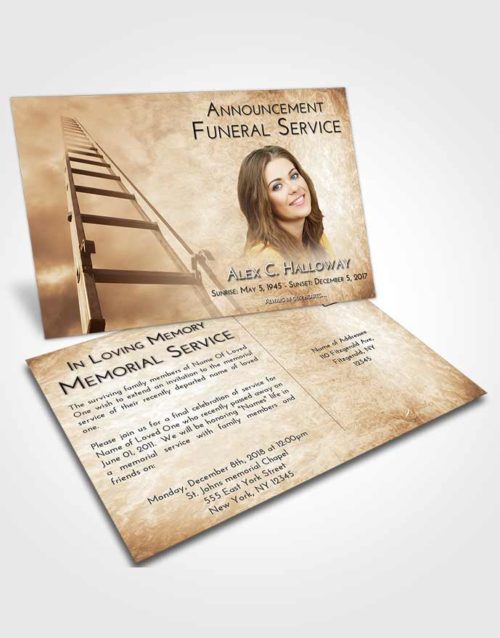 Funeral Announcement Card Template Golden Peach Stairway to Forever