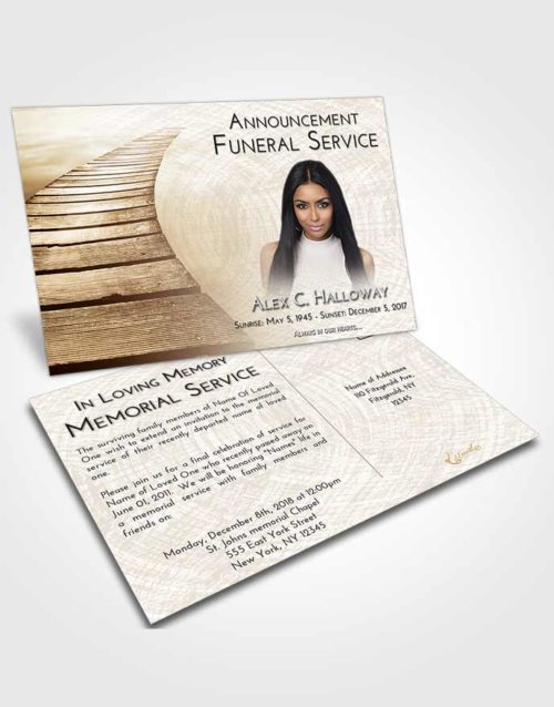 Funeral Announcement Card Template Golden Peach Stairway to Life