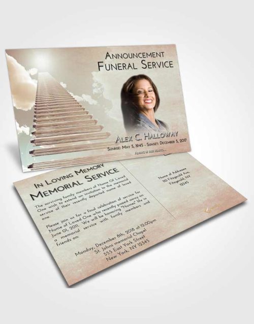 Funeral Announcement Card Template Golden Peach Steps to Heaven