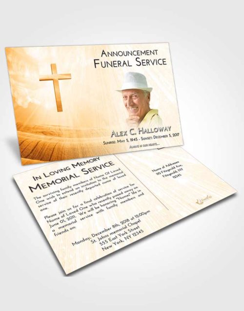 Funeral Announcement Card Template Golden Peach The Cross of Life