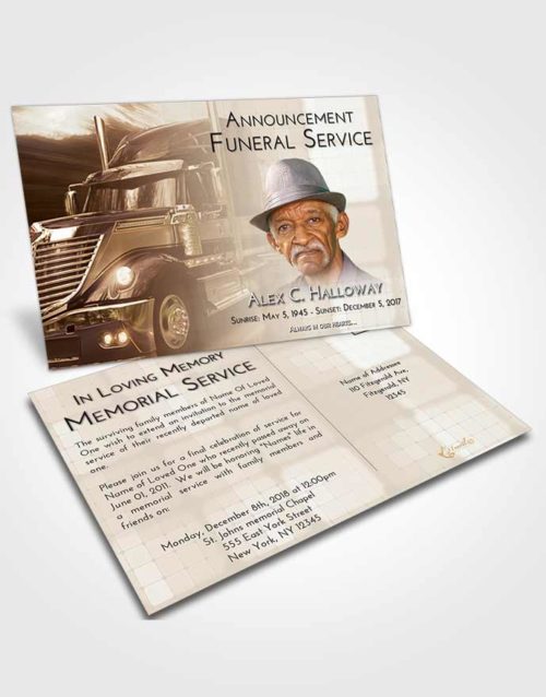 Funeral Announcement Card Template Golden Peach Trucker Life