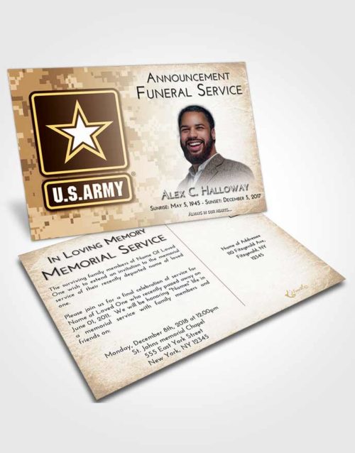Funeral Announcement Card Template Golden Peach United States Army