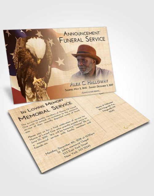 Funeral Announcement Card Template Golden Peach Veterans Journey