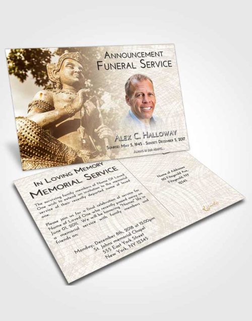Funeral Announcement Card Template Golden Peach Vishnu Surprise