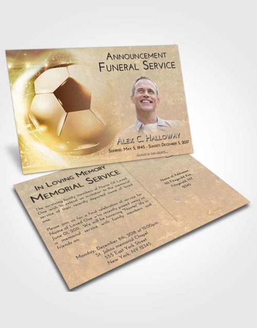 Funeral Announcement Card Template Golden Soccer Destiny