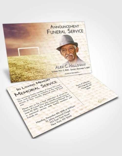 Funeral Announcement Card Template Golden Soccer Journey