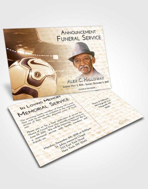 Funeral Announcement Card Template Golden Soccer Life