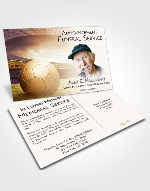 Funeral Announcement Card Template Golden Soccer Love