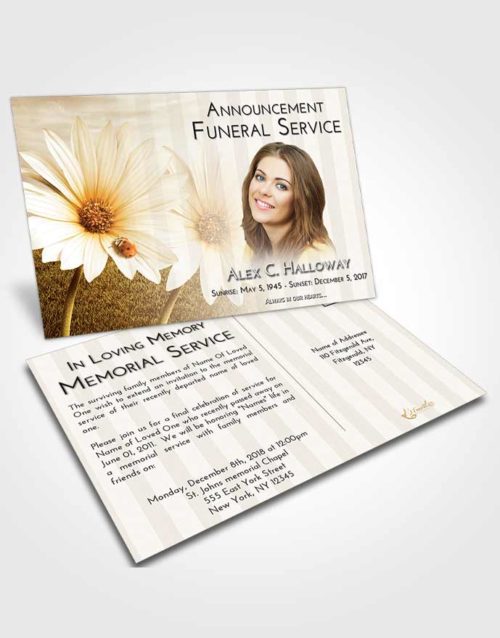 Funeral Announcement Card Template Golden Summer Flower
