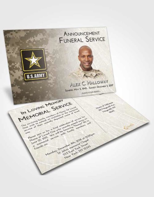 Funeral Announcement Card Template Harmony Army Duty