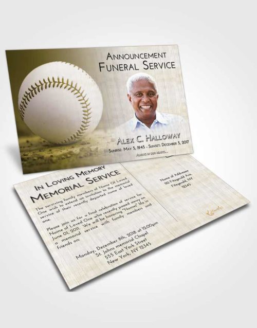 Funeral Announcement Card Template Harmony Baseball Victory