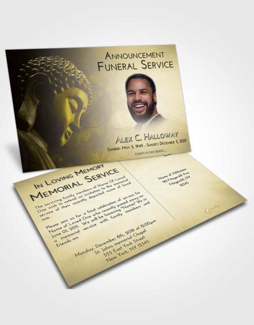 Funeral Announcement Card Template Harmony Buddha Divinity