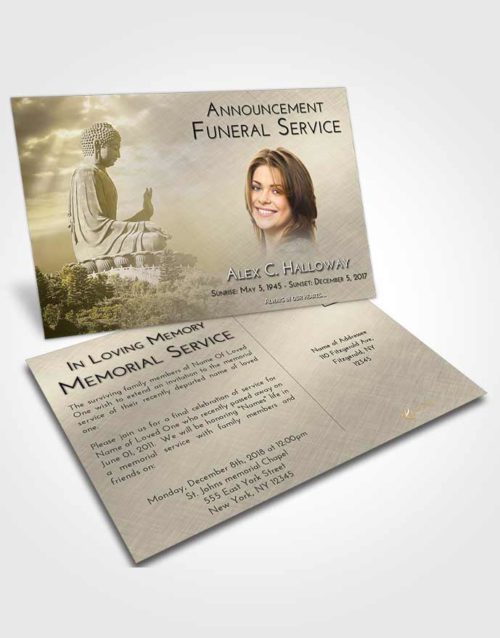 Funeral Announcement Card Template Harmony Buddha Surprise