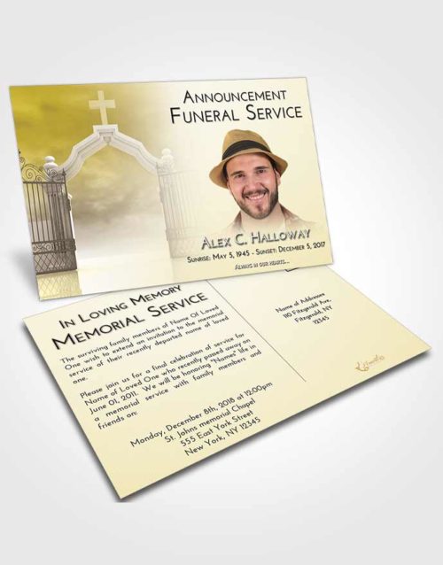 Funeral Announcement Card Template Harmony Clear Gates For Heaven