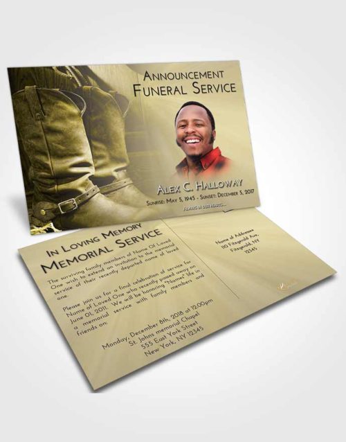 Funeral Announcement Card Template Harmony Cowboy Love