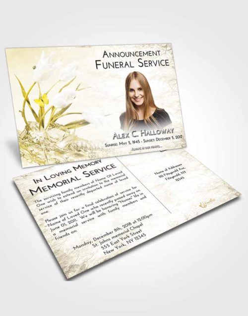 Funeral Announcement Card Template Harmony Floral Wave