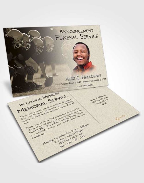 Funeral Announcement Card Template Harmony Football Day