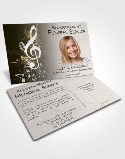 Funeral Announcement Card Template Harmony G Clef