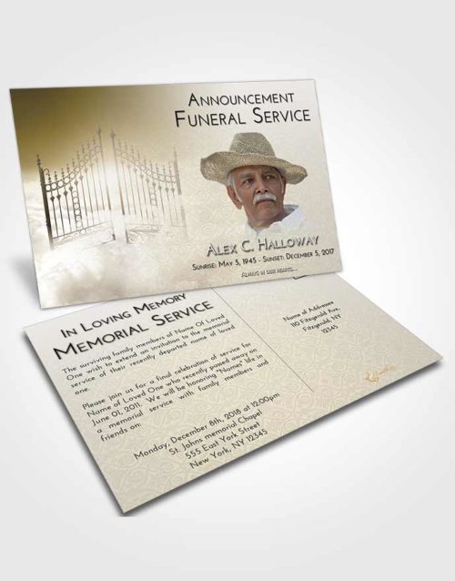 Funeral Announcement Card Template Harmony Gates to Heaven