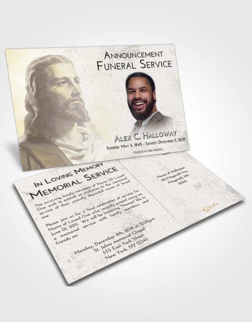 Funeral Announcement Card Template Harmony Gaze of Jesus