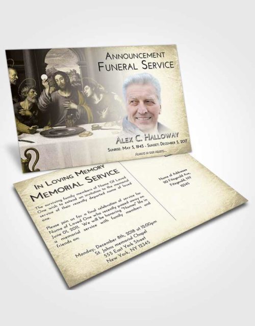 Funeral Announcement Card Template Harmony Jesus Last Supper
