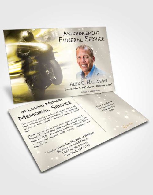 Funeral Announcement Card Template Harmony Motorcycle Speed