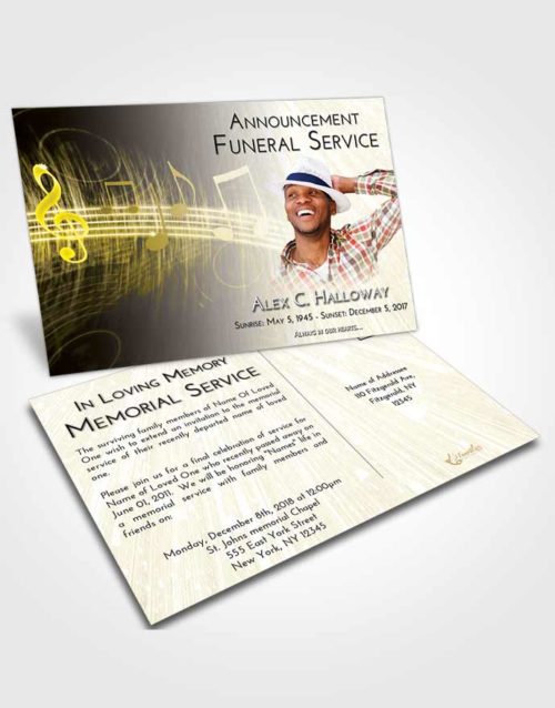 Funeral Announcement Card Template Harmony Music Peace