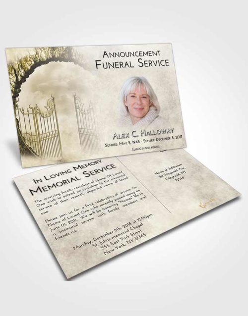 Funeral Announcement Card Template Harmony Mystical Gates of Heaven