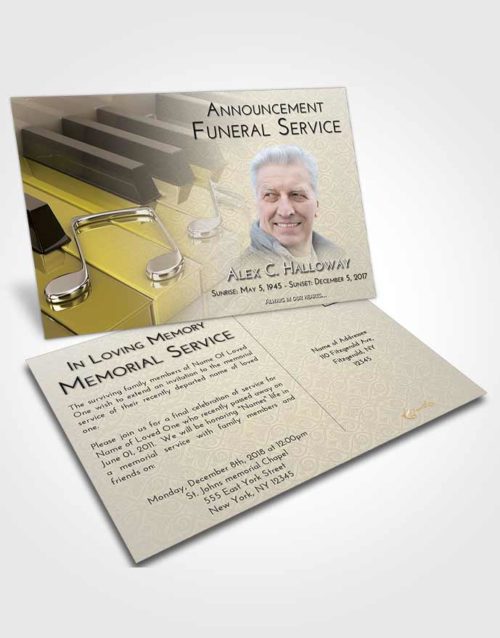 Funeral Announcement Card Template Harmony Piano Keys