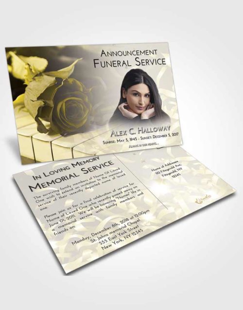 Funeral Announcement Card Template Harmony Piano Rose