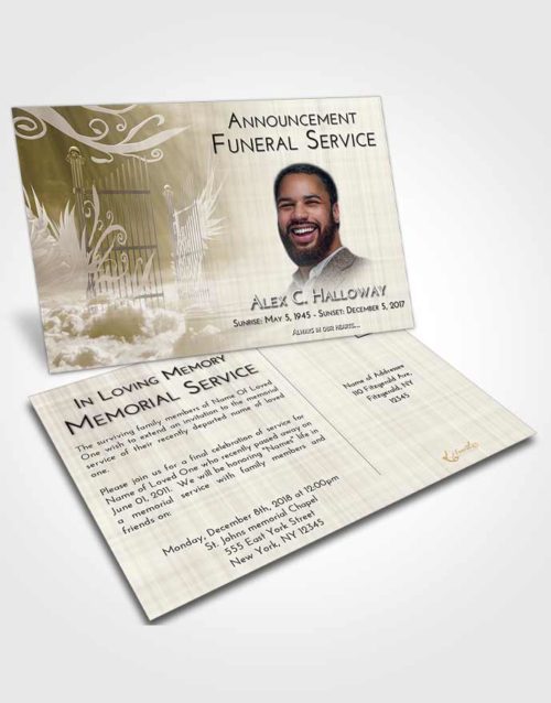 Funeral Announcement Card Template Harmony Precious Gates to Heaven