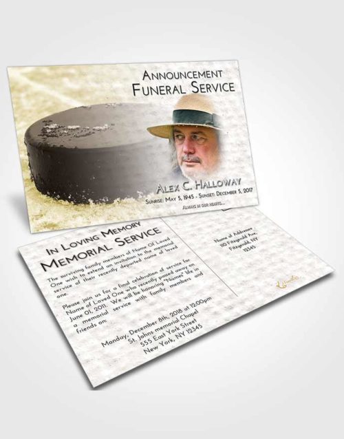 Funeral Announcement Card Template Harmony Puck of Honor