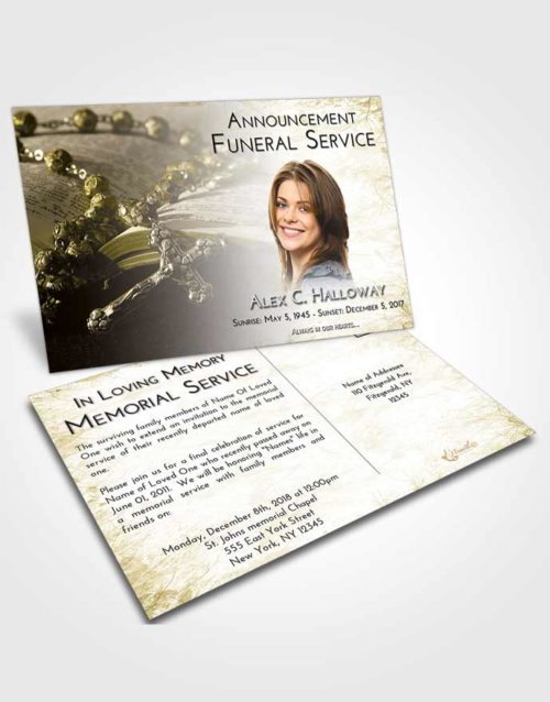 Funeral Announcement Card Template Harmony Rosary Prayer