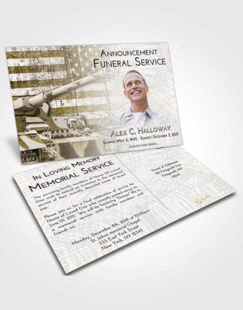 Funeral Announcement Card Template Harmony Soldier on Duty
