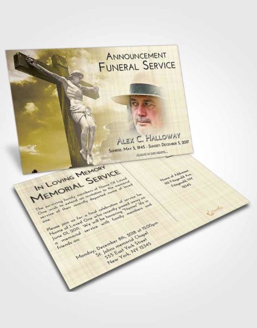 Funeral Announcement Card Template Harmony Spiritual Cross