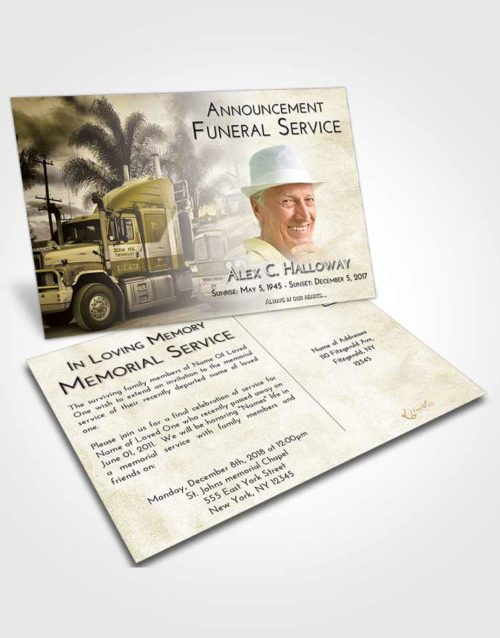 Funeral Announcement Card Template Harmony Trucker Days