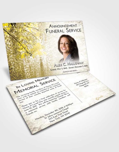 Funeral Announcement Card Template Harmony Whispering Flowers