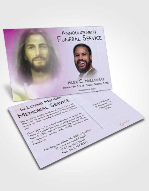 Funeral Announcement Card Template Lavender Beauty Jesus in Heaven