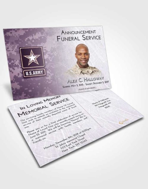Funeral Announcement Card Template Lavender Sunrise Army Duty