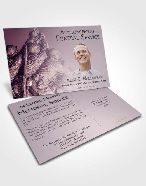 Funeral Announcement Card Template Lavender Sunrise Army Grit