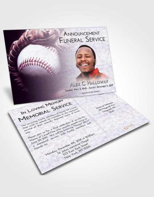 Funeral Announcement Card Template Lavender Sunrise Baseball Life