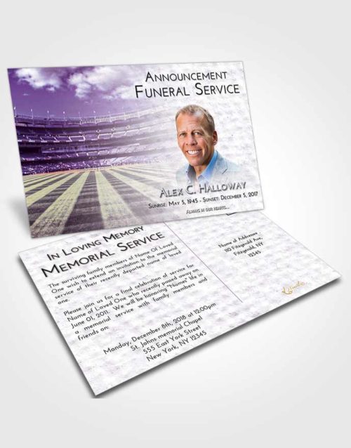 Funeral Announcement Card Template Lavender Sunrise Baseball Serenity