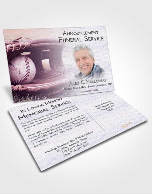 Funeral Announcement Card Template Lavender Sunrise Baseball Tranquility