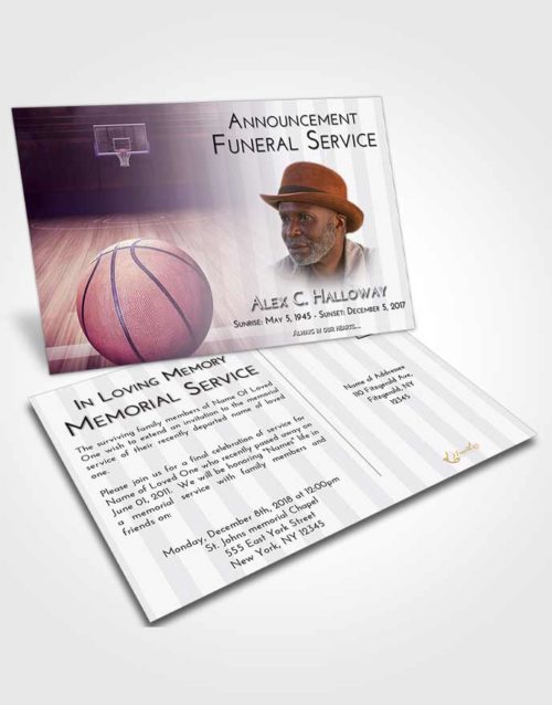 Funeral Announcement Card Template Lavender Sunrise Basketball Dreams