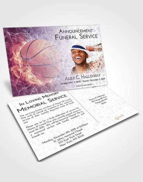 Funeral Announcement Card Template Lavender Sunrise Basketball Heat