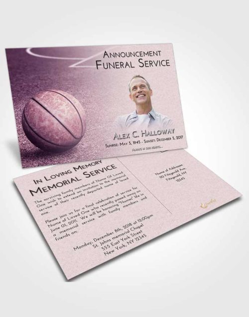 Funeral Announcement Card Template Lavender Sunrise Basketball Love