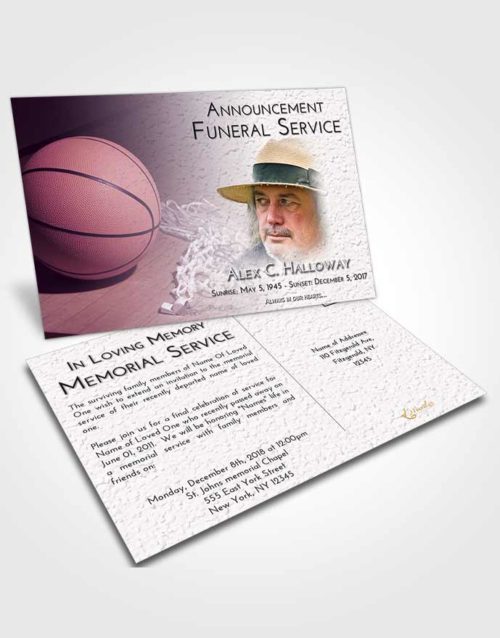 Funeral Announcement Card Template Lavender Sunrise Basketball Peace