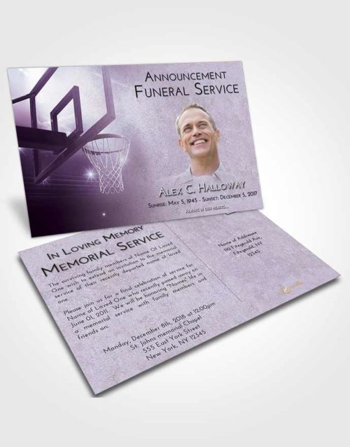 Funeral Announcement Card Template Lavender Sunrise Basketball Pride