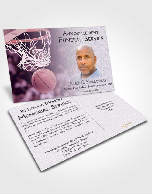 Funeral Announcement Card Template Lavender Sunrise Basketball Swish