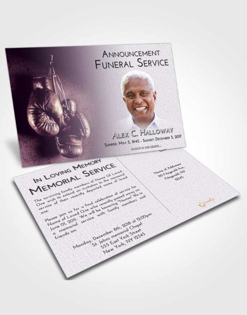 Funeral Announcement Card Template Lavender Sunrise Boxing Serenity